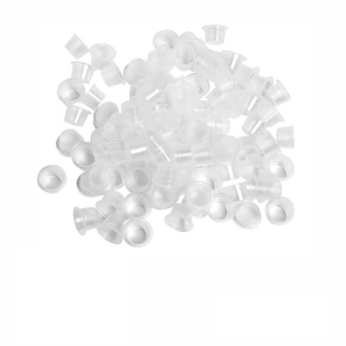 100 Stück Tattoo Ink Cups,Tattoo Farbkappen Farbe Cup Set Einweg Tinte Pigment Tassen Kappe Small Clear Ink Cap Kunststoff Zubehör Farbe Cups Plastic Accessories,für Tattoofarbe Permanent Make Up