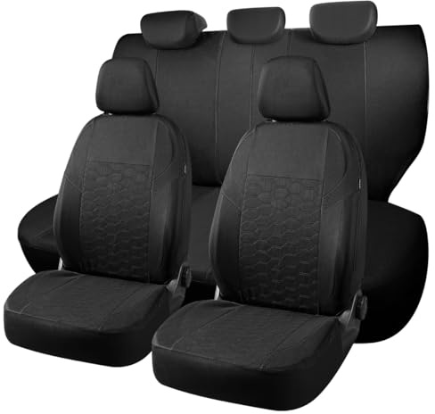 Chifeng Full Set Universal Car Seat Covers for Dacia Duster Jogger Logan Logan Stepway Sandero Sandero Stepway – Front and Rear Split Bench (Black)