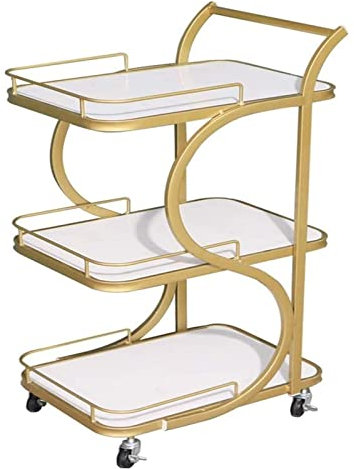 SRFTT Bar-Servierwagen für Hotel, Business, Restaurant, Barwagen aus Metall und Marmor, Küchenwagen, Servierwagen, Sideboard, Küchenregal, 3-stufiger TRO