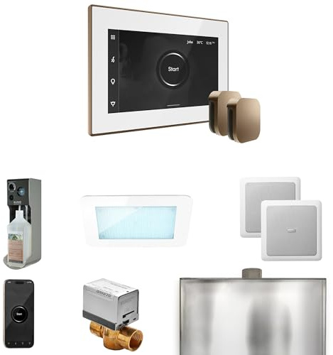 Mr Steam XDream Max Steam Shower Ctrl Pkg w/iSteamX Control and Steamhead in White Nouveau Bronze