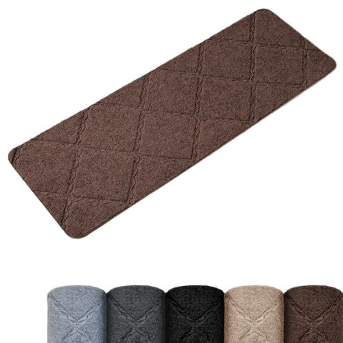 Homwiz Treppenstufen Matten, Stufenmatten Selbstklebend Innen 15 Stück, Treppenstufen Antirutsch Zuschneidbar Wiederverwendbar für Schützen Sie Haustiere, Senioren Kinder (Dunkelbraun, 55cm x 19cm)