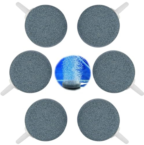 COYUN 6 Piezas Disco de Piedra de Aire,Acuario Aire Piedra,4cm Acuarios Disco de Piedra de Aire,Burbujas de Aire Acuario,Difusor de Burbujas de Disco para Nano Bombas de Aire Pequeños Cubos Peceras