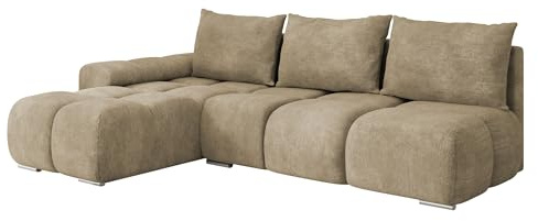 Mirjan24 Ecksofa Bukirt mit Bettkasten, 3 Sitzer L-Form Sofa mit Schlaffunktion, Eckcouch für Wohnzimmer, Couch mit Bettfunktion (Lumo 30, Seite: Links)