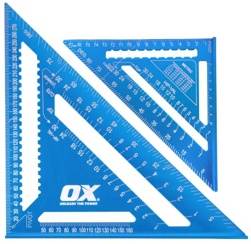 OX Tools Pro Speed Square Set | 300mm & 180mm Aluminium Rafter Squares | For roofers, framers & carpenters — pro metric speed square set, 300mm (12) & 180mm (7), for every job