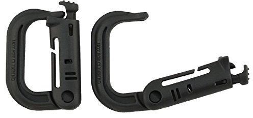 MFH Pack of 2 plastic carabiner hooks for equipment outdoor survival camping (olive).