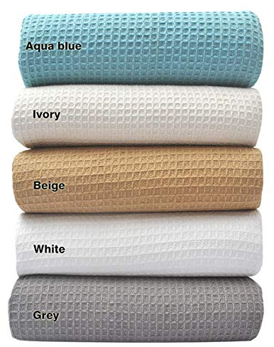 Tex Trend 100% Baumwolle, Waffelgewebe, Queen-Size-Größe (228 x 228 cm), weiße Farbe – weiche, hochwertige, leichte, atmungsaktive Baumwoll-Thermodecken für Bett Couch bietet Komfort und Wärme Jahre
