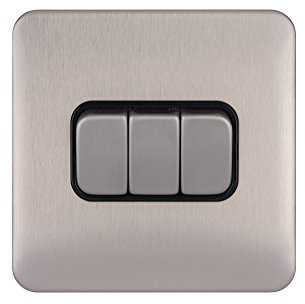 Schneider Electric GGBL1032BSS Lisse Screwless Deco 10AX 3G 2W Switch BSS, 240 V, Stainless Steel