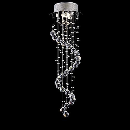 TRADE® Deckenleuchten Modern Leuchter LED Spirale Kugel Regentropfen K9 Kristall Pendelleuchte Lampe für Hotel Flur Eingang Dekor D7.9 Zoll * H25.2 Zoll