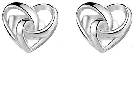 VOMONO Simple Love Heart Shape Stud Earrings 925 Sterling Silver Prevent Allergy Earrings for Jewelry Gifts