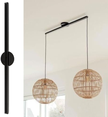 Lightswing® Twin Aufhängesystem für zwei Hängelampen - Matt Schwarz - 90 cm - Beweg deine Hängeleuchte Mühelos - Einfache Installation - Hängelampe Esstisch - Pendellampe Verstellbar - Hängeleuchte