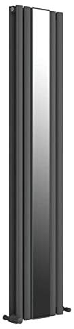 VeeBath Nantes Matt Anthracite Low Carbon Mild Steel Vertical Double Panel Mirror Bathroom Heating Radiator - 1800 x 385mm