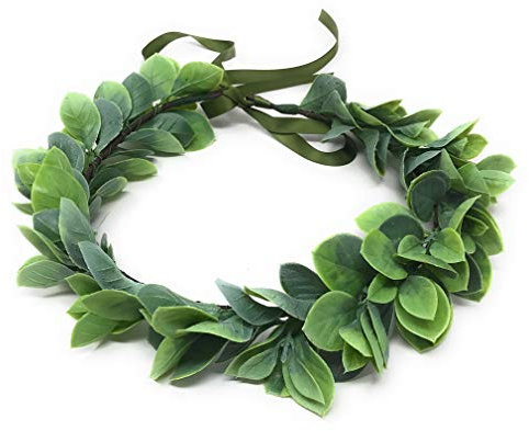 Ever Fairy Christmas Girls Wedding Flower Crown Headband Women Floral Headband Boho Bridal Flower Wreath Babies Breath Hair Crown Headpiece (Green Leaf)