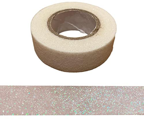 Nastro adesivo washi tape con glitter, decorativo, per fai da te e orlare (bianco iridescente)