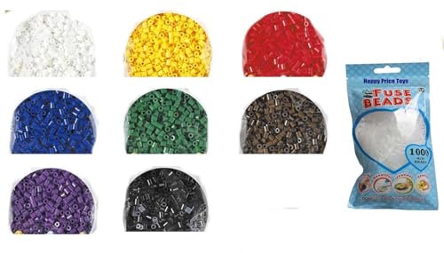 Happy Price Toys Midi Bügelperlen Konvulut HPT-03-8 Beutel a 1000 Stck : Weiß,Gelb,Rot,Lila,Grün,Blau,Braun,Schwarz