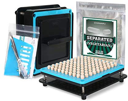 WANANFU Capsule Filling Machine 00 Bundle with Separated Empty Capsules 00 Vegetarian (200 Count), Including Detailed Instructions, Spoon and Screwdriver