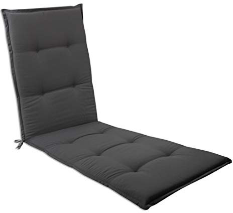 OUTLIV. Auflage Florence für Sonnenliege, Verstellbares Rückenhalteband, praktische Bindebänder, Gartenpolster für Outdoor, 170x50x6 cm, Polyester Grau