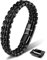 SERASAR Armband Jungen 17cm Schwarz Männer Leder Armreif Herren Lederband Herrenarmreif Armschmuck Schmuck Armkette Flecht Wickelarmband Kette Leather