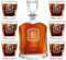 Maverton Ensemble de Carafe en Verre Personnalisé a Whisky Rhum Cognac Avec 6 Verres a Whisky Gravés Cadeau Personnalisé Couple - 700 ml Service Universel Verre a Whisky et Carafe - Lettre