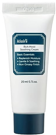 DearKlairs Rich Moist Soothing Cream 20ml, Repair Skin Barrier, Sensitive Skin, Hypoallergenic, Centella Asiatica, Ceremide, Moisturizer, Hydration, Protective layer Beta Glucan, Non-sticky, K-beauty