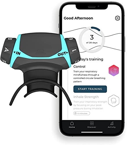 Airofit Active Breathing Trainer & Virtuelle Breathing Guide App Allgemeines Wohlbefinden Mu-skeltrainer für verbesserte Lungenkapazität verbesserter aktiver Lebensstil Hervorragend für Wohlbefin-den