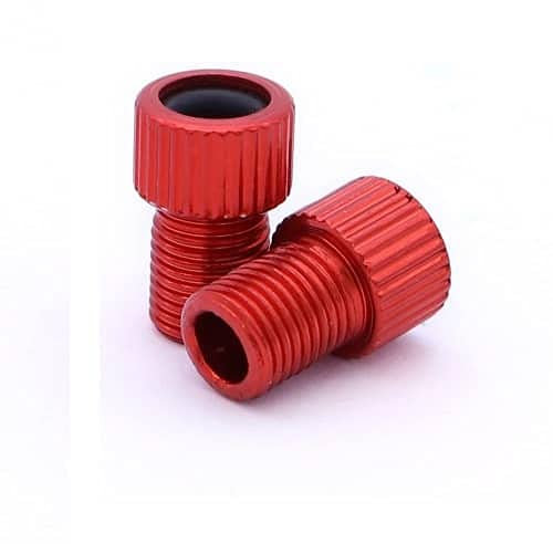 AUTOZOCO Adaptador de Aluminio de válvula Presta a Schrader para Bicicleta, Conversor de válvula Presta a Schrader, Adaptador de válvula de Bicicleta Presta a Schrader, Aluminio, 1 Unidad, Rojo