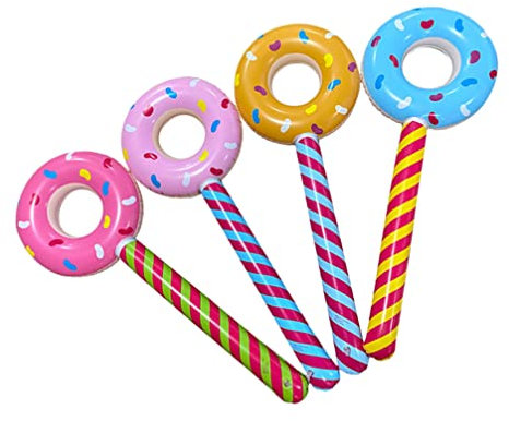 ABOOFAN Pool Matratze Kinder 4Pcs Aufblasbare Donut Lollipops Aufblasbare Donut Lollipop Candy Themed Birthday Party Gef?lligkeiten Und Dekoration für Kinder (Gemischte) Donut Folienballon