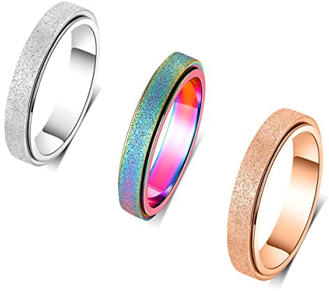 OreilleStar Anxiety Ring für Damen, Spinner-Ring, Titan, Edelstahl, Fidget-Ring, Herren, 6 mm breit, mit Hundepfote, Kätzchen, Katzengesicht, böser Blick, drehendes Außenband, Größe 6, 7, 8, 9, 10, UK