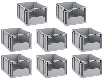 SuperSparSet 8x Eurobox NextGen Insight | HxBxT 22x30x40cm | 20 Liter | Front offen | Eurobehälter, Transportbox, Transportbehälter, Stapelbehälter