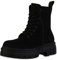 VAN HILL Damen Stiefeletten Plateau Boots Blockabsatz Schuhe Freizeit Stiefel Profilsohle Booties Plateauschuhe 210036 Schwarz Velours 37