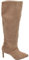 Malu Shoes Stivali alti donna al ginocchio in ecopelle scamosciata beige punta tacco spillo 6 cm zip lunga morbido moda linea Basic (37 EU)