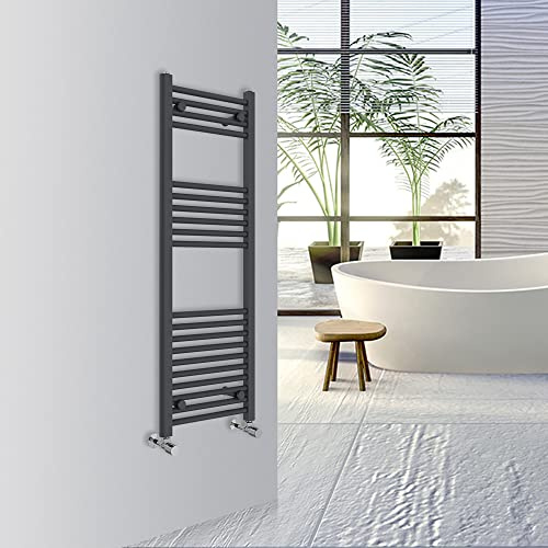 Warmehaus Straight Bathroom Heated Towel Rail Warmer 1200x400mm Anthracite | Central Heating Bathroom Ladder Radiator, 1.5mm Premium Mild Steel, Wall Mounted, Durable Finish, For Kitchen, Living Room