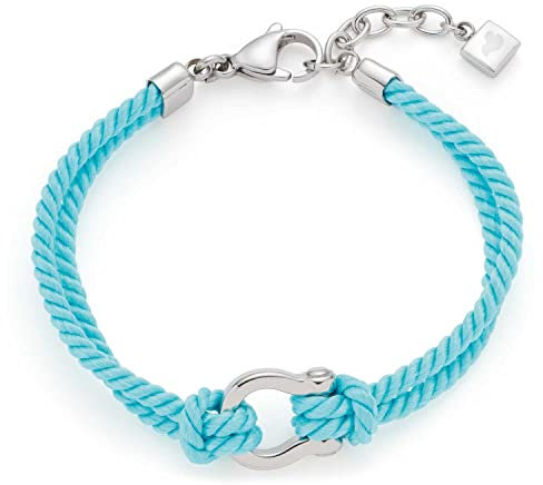 Leonardo Jewels Armband Gigi, Armschmuck aus Kordel mit Zierschnalle Verschluss silber Edelstahl, hellblau 17,5-20 cm, Damen Schmuck 1 Stück, 022826