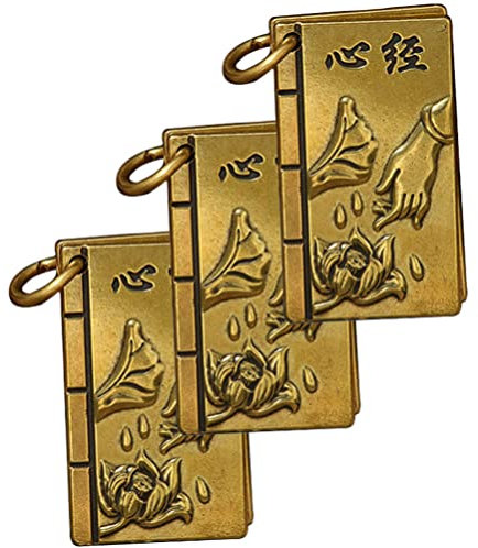 PATKAW 3st Schlüsselanhänger Buddhistisches Dekor Metall Amulettkarte Metall Tarotkarten-anhänger Vintage Anhänger Aus Metall Buda Chinesischer Stil Männer Und Frauen Dekorationen Kupfer