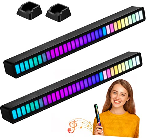 OSALADI 2Er Set Wiederaufladbare Rgb Rhythmus Lichtstangen Mit Sprachaktivierter Musiksteuerung Für Auto Schlafzimmer Und Party Beleuchtung