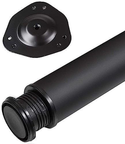 SOTECH 1 Stück Tischbein Höhe 870 mm Ø 76/80 mm Stahl mit schwarzer Oberfläche belastbar bis 75 kg, Möbelbein mit 32 mm Höhenverstellung Möbelfuß