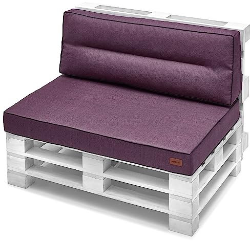 shivler Palettenkissen Gartenkissen Outdoorkissen Freizeitkissen Dekokissen Kissen Pallet Bank Kissen Set 1+1 (Violett)