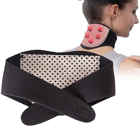 Wärmekissen Nackenstütze, Nacken Heizkissen, Nackenwärmer, Turmalin Selbsterwärmender Nackengürtel, Selbsterwärmender Nackenstütze Bandage, Nackenkissen Heizkissen für Schmerzen Linderung (Schwarz)
