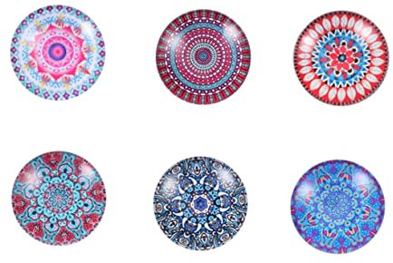 BESTonZON 6 Piezas Mandala Imanes De Nevera Calendario Magnetico para Heladera Imanes De Nevera Redondos Mandala De Cristal Imanes De Vidrio De Plantas Tablón De Anuncios Refrigerador