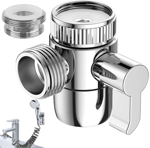 ieron 3 Way Shower Diverter Valve, Brass Sink Faucet Diverter Valve to Sink Hose Sprayer, Shower Attachment for Bath Taps, Faucet Splitter for Kitchen, M22 X M24 Adapter Replacement Part