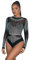 ohyeahlady Women's Bodysuits Plus Size Sexy See Through Mesh Long Sleeves Bodysuit Jumpsuit Leotard Top Black Size UK 14