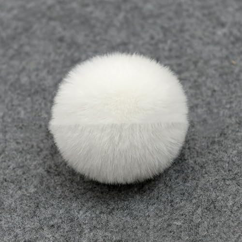 20 Stück Kunstfell Pompons 3cm DIY Pom Poms Ball Flauschiger Pompom Kugel Haarball Bommel Fellbommel für Strickmützen Schuhe Schals Tasche Zubehör Schlüsselanhänger Weihnachtsdekoration -Weiße
