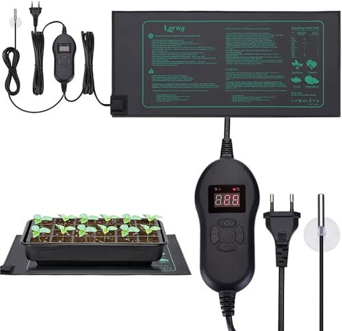 HSRG Setzling-Heizmatte Mit Thermostatregler, 30 W Hydrokultur-Pflanzen-Heizkissen, Temperatureinstellung Von 5 ℃ Bis 42 ℃, Für Pflanzenwachstum, Keimung, Hydrokultur-Gärtnerei, 10 X 20,75 Zoll