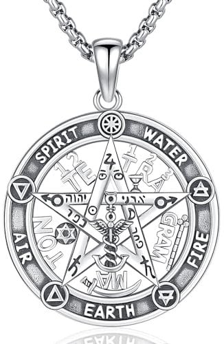 Pentagramm Halskette 925 Sterling Silber Keltischer Knoten Pentagramm Kette Tetragrmmaton Halskette Amulett Schmuck Geschenke für Damen und Herren