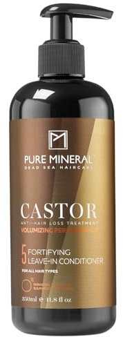 Pure Mineral - Spülungsfreier Conditioner mit Rizinusöl - Stärkt und hydratisiert - Für brüchiges Haar - Omega-9 - Ohne Sulfate, Parabene, Petrolate - 350ml