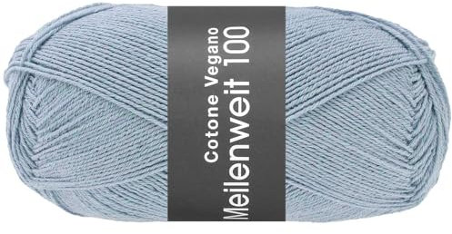 LANA GROSSA Meilenweit Cotone Vegano| Die Alternative ohne tierische Fasern | Handstrickgarn aus 76% Baumwolle, 14% Polyamid & 10% Polyester | 100g Wolle zum Stricken & Häkeln | 420m Garn FB24