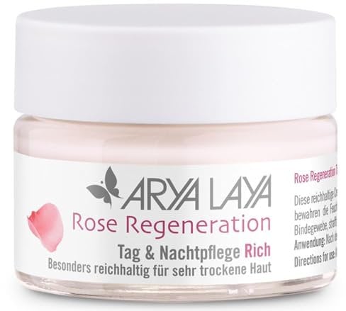 ARYA LAYA Rose Regeneration Tag & Nachtpflege RICH, 50 ml – Anti-Aging Creme mit wertvollen Inhaltsstoffen der Rose, Feuchtigkeitscreme für sehr trockene Haut, hilft bei Rötungen & Couperose, vegan