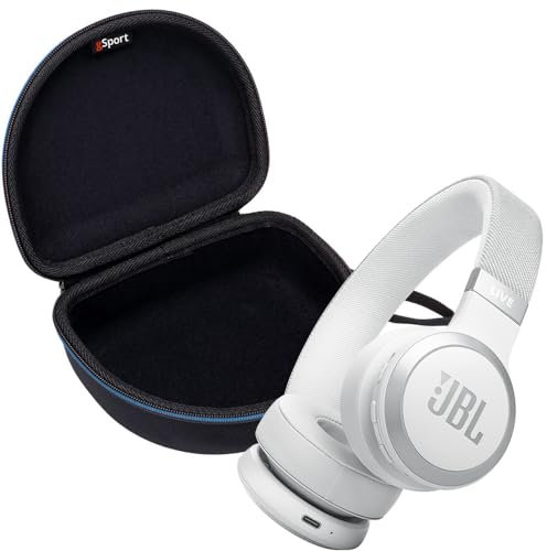 JBL Live 670NC - Paquete de auriculares inalámbricos con cancelación de ruido con funda de EVA gSport (blanco)