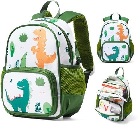 kibachev Kinderrucksack Mit Brustgurt Jungen/Mädchen, Kindergarten Rucksack 8/10l, Kinder schulrucksack 2-3 Jahre, Kita Rucksack, Rucksack Kleinkind (Dinosaurier)