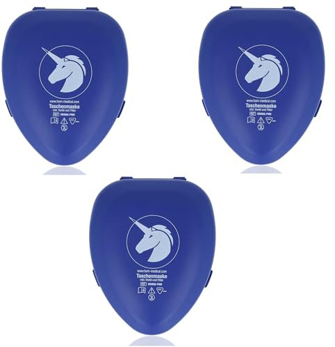 Horn Medical Notfall-Beatmungsmaske mit Ersatzfilter & blauer Box, Horn-Pocketmaske, latexfrei, wiederverwendbar (3)