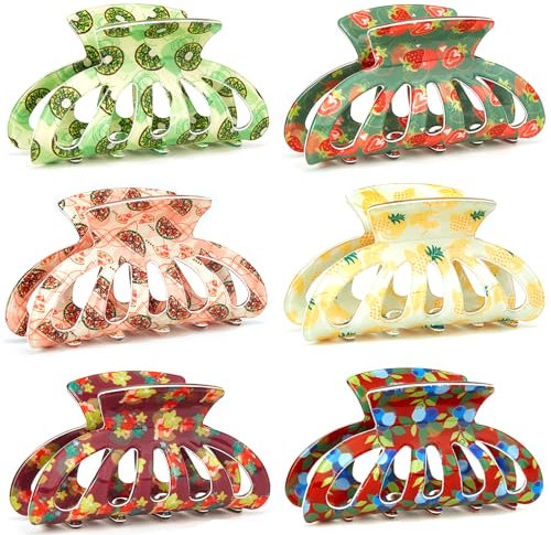 Staruby Lot de 6 Pinces Cheveux Femme, 8.5cm Antidérapantes Pinces à Cheveux Griffe Pinces Papillon, pour Femmes et Filles Rouge